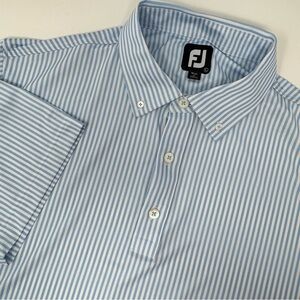 FootJoy Men's Large Blue White Stripe Button‎ Down Collar Shirt